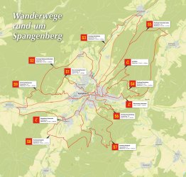 Übersichtsplan der Wanderwege rund um Spangenberg