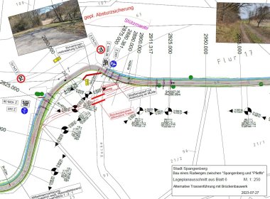 Auschnitt aus dem Lageplan zur Errichtung eines Radweges zwischen Spangenberg und Pfieffe