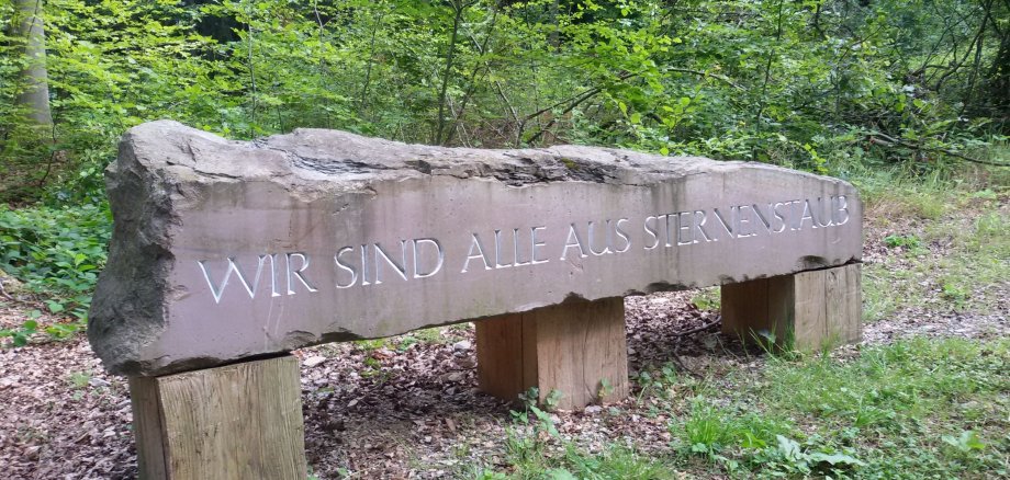 Ars Natura - Kunst am Wegesrand, hier Objekt, auf dem Wir sind alle Sternenstaub steht